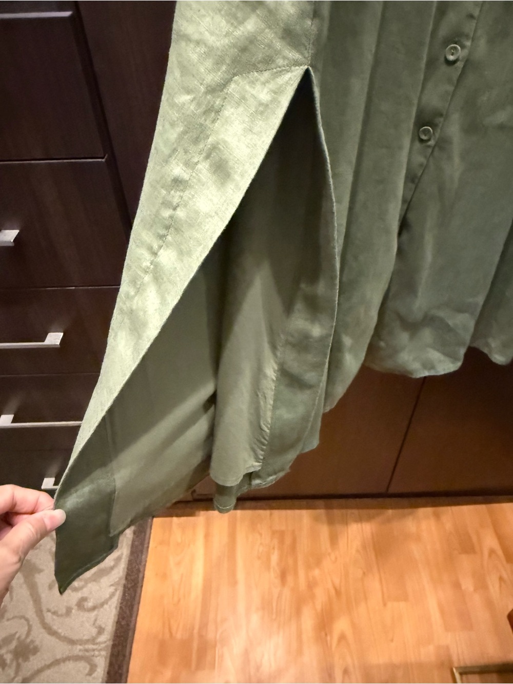 Magaschoni Sleeveless Button-Front Maxi Dress in Olive - Picture 4 of 6